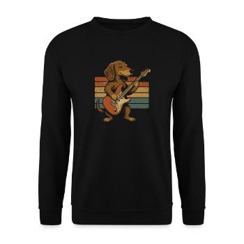 Chien à la guitare électrique dans un groupe rétro - Sweat-shirt Unisexe - noir - Devant - Alina (178cm) & Michal (187cm)