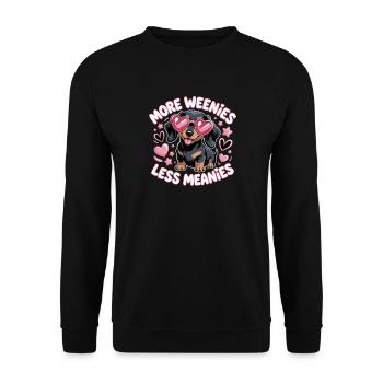  More Weenies Less Meanies Dackel Spruch für - Unisex Pullover - Schwarz - Vorne - Alina (178cm) & Michal (187cm)