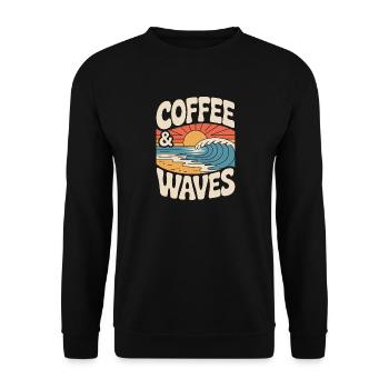 Coffee Waves Surfing Coffee & Waves Surfer Beach - Unisex Sweatshirt - black - Front - Alina (178cm) & Michal (187cm)