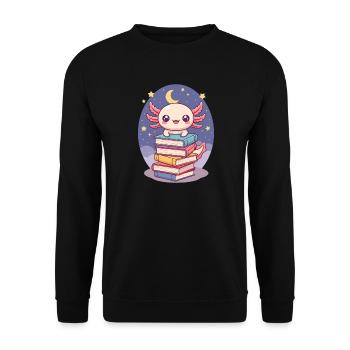Axolotl Reading Bookworm Book Bookworm Bookworm - Unisex Sweatshirt - black - Front - Alina (178cm) & Michal (187cm)
