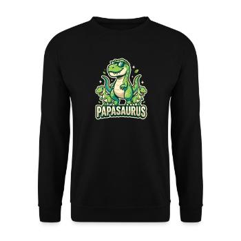 Motif familial du papa dinosaure Papasaurus - Sweat-shirt Unisexe - noir - Devant - Alina (178cm) & Michal (187cm)