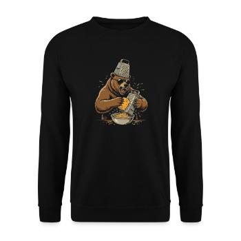 Ours avec des pâtes râpeuse au fromage - Sweat-shirt Unisexe - noir - Devant - Alina (178cm) & Michal (187cm)