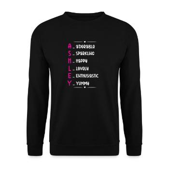 Ashley Name Gift - Unisex Pullover - Schwarz - Vorne - Alina (178cm) & Michal (187cm)