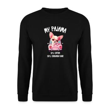 Hunde-Chihuahua-Schlafanzug - Unisex Pullover - Schwarz - Vorne - Alina (178cm) & Michal (187cm)