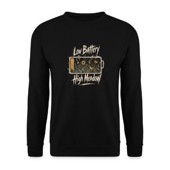 Low Battery High Meadow Wildflower Design - Unisex Sweatshirt - black - Front - Alina (178cm) & Michal (187cm)