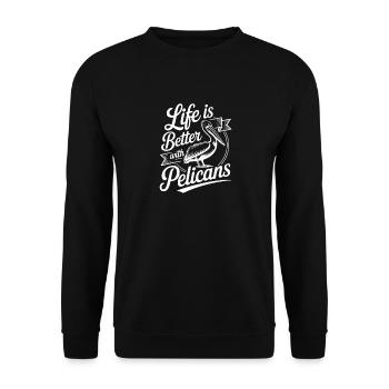 La vie est meilleure avec les pélicans - Sweat-shirt Unisexe - noir - Devant - Alina (178cm) & Michal (187cm)
