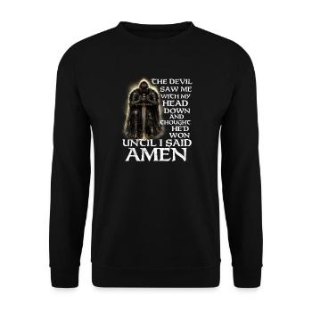 Le Diable pensait avoir gagné jusqu’à Amen - Sweat-shirt Unisexe - noir - Devant - Alina (178cm) & Michal (187cm)
