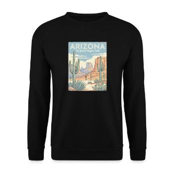 Arizona Wüsten-Retro Poster - Unisex Pullover - Schwarz - Vorne - Alina (178cm) & Michal (187cm)