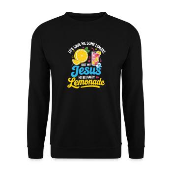 Jesus macht Limonade zum christlichen Humor - Unisex Pullover - Schwarz - Vorne - Alina (178cm) & Michal (187cm)