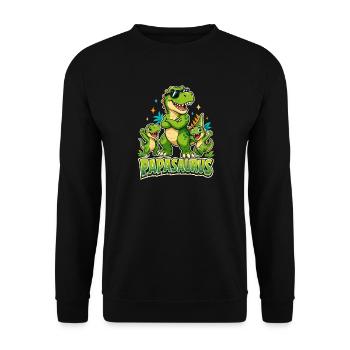 Papasaurus Fête des Pères : Papa de 2 enfants - Sweat-shirt Unisexe - noir - Devant - Alina (178cm) & Michal (187cm)