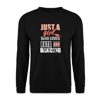 Einfach ein Mädchen, das Ratten und Tanzen liebt - Unisex Pullover - Schwarz - Vorne - Alina (178cm) & Michal (187cm)