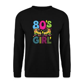 80er Mädchen Retro Nostalgische Party - Unisex Pullover - Schwarz - Vorne - Alina (178cm) & Michal (187cm)