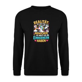  Realität Ist Was Für Menschen Die Angst Vor - Unisex Pullover - Schwarz - Vorne - Alina (178cm) & Michal (187cm)