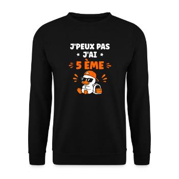 J'peux pas j'ai 5ème Canard - Sweat-shirt Unisexe - noir - Devant - Alina (178cm) & Michal (187cm)