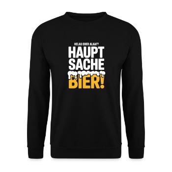 Bier Karneval Fasching Köln Helau oder Alaaf Bier - Unisex Pullover - Schwarz - Vorne - Alina (178cm) & Michal (187cm)