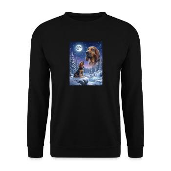 Hurlant vers la Lune Mème Chien Sanglier - Sweat-shirt Unisexe - noir - Devant - Alina (178cm) & Michal (187cm)