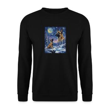 Hurlant à la Lune Mème Chien Belge Malinois - Sweat-shirt Unisexe - noir - Devant - Alina (178cm) & Michal (187cm)