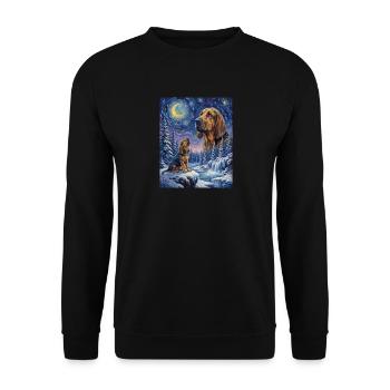 Hurlant vers la Lune Mème Chien Sanglier - Sweat-shirt Unisexe - noir - Devant - Alina (178cm) & Michal (187cm)