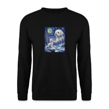 Hurlant à la Lune Mème Chien Bichon Frisé - Sweat-shirt Unisexe - noir - Devant - Alina (178cm) & Michal (187cm)