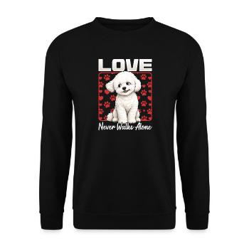 Bichon Frise Dog Breed - Unisex Pullover - Schwarz - Vorne - Alina (178cm) & Michal (187cm)