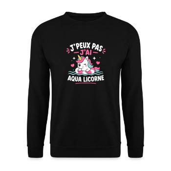 Aqua Licorne Pastel - Sweat-shirt Unisexe - noir - Devant - Alina (178cm) & Michal (187cm)