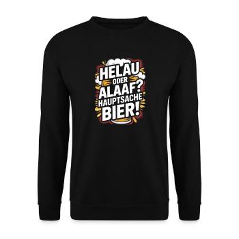 Bier Karneval Fasching Köln Helau oder Alaaf Bier - Unisex Pullover - Schwarz - Vorne - Alina (178cm) & Michal (187cm)