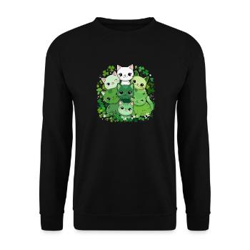 Kleeblatt Katzenbande - Unisex Pullover - Schwarz - Vorne - Alina (178cm) & Michal (187cm)