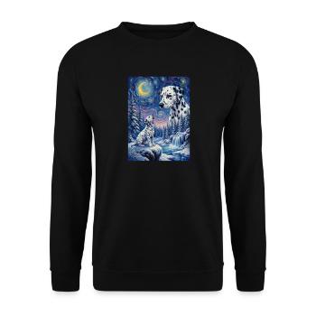 Hurlant à la Lune Mème Chien Dalmatien - Sweat-shirt Unisexe - noir - Devant - Alina (178cm) & Michal (187cm)