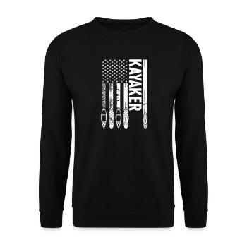 Watersports Kayaking US Flag Kayaker - Unisex Pullover - Schwarz - Vorne - Alina (178cm) & Michal (187cm)
