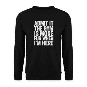 La salle de sport dit plus de plaisir pendant l’entraînement - Sweat-shirt Unisexe - noir - Devant - Alina (178cm) & Michal (187cm)