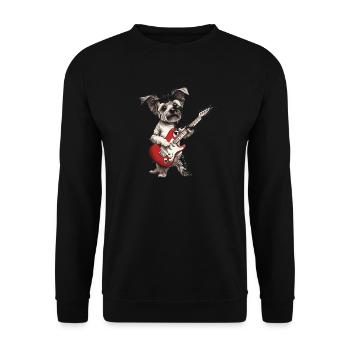Maltipoo Dog with Red Guitar - Unisex Sweatshirt - black - Front - Alina (178cm) & Michal (187cm)