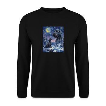 Hurlant au mème de la lune, chien Schnauzer géant - Sweat-shirt Unisexe - noir - Devant - Alina (178cm) & Michal (187cm)