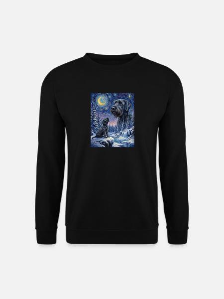 Howling to the Moon Meme Hund Riesenschnauzer - Unisex Pullover - Schwarz