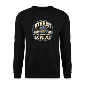 Atheistisches, Freundliches, Atheistisches, - Unisex Pullover - Schwarz - Vorne - Alina (178cm) & Michal (187cm)