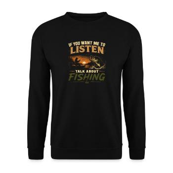 Angler Spruch Angeln Humor Fishing Geschenkidee - Unisex Pullover - Schwarz - Vorne - Alina (178cm) & Michal (187cm)