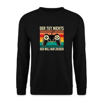 Retro Controller Zocken - Unisex Pullover - Schwarz - Vorne - Alina (178cm) & Michal (187cm)