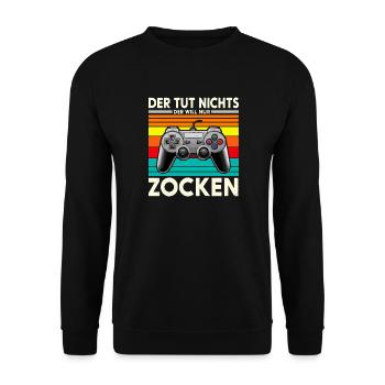 Der tut nichts, der will nur ZOCKEN - Unisex Pullover - Schwarz - Vorne - Alina (178cm) & Michal (187cm)