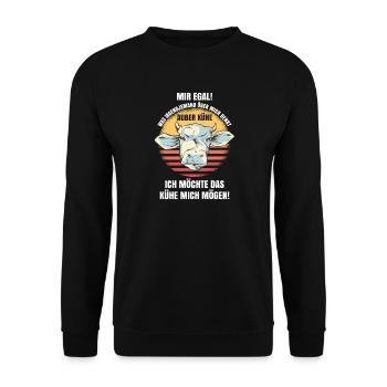 Ich möchte das Kühe mich mögen Landwirt Bauer - Unisex Pullover - Schwarz - Vorne - Alina (178cm) & Michal (187cm)