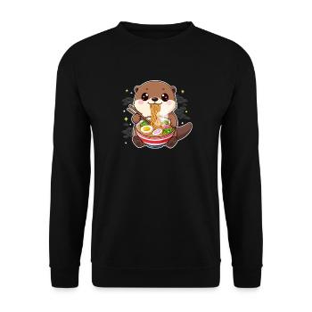Loutre de Kawaii avec des ramen - Sweat-shirt Unisexe - noir - Devant - Alina (178cm) & Michal (187cm)