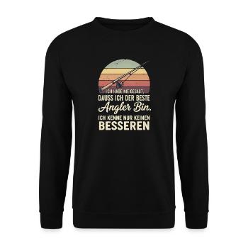 Angler Spruch Retro - Unisex Pullover - Schwarz - Vorne - Alina (178cm) & Michal (187cm)