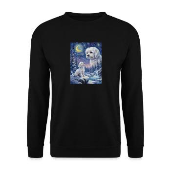 Howling to the Moon Meme Dog Maltese - Unisex Sweatshirt - black - Front - Alina (178cm) & Michal (187cm)