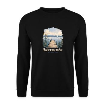 Wochenende am See, Bodensee Uferkind Heimatmotiv - Unisex Sweatshirt - black - Front - Alina (178cm) & Michal (187cm)