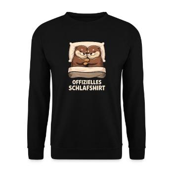 Kuschels Otterpärchen Schlafshirt - Unisex Pullover - Schwarz - Vorne - Alina (178cm) & Michal (187cm)