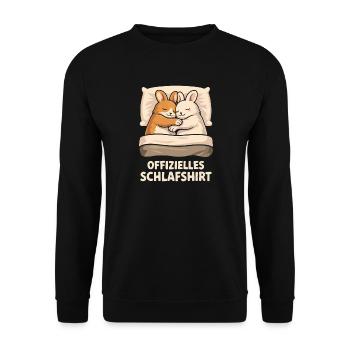 Offizielles Schlafshirt Hasen - Unisex Pullover - Schwarz - Vorne - Alina (178cm) & Michal (187cm)