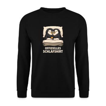 Offizielles Schlafshirt Pinguin - Unisex Pullover - Schwarz - Vorne - Alina (178cm) & Michal (187cm)