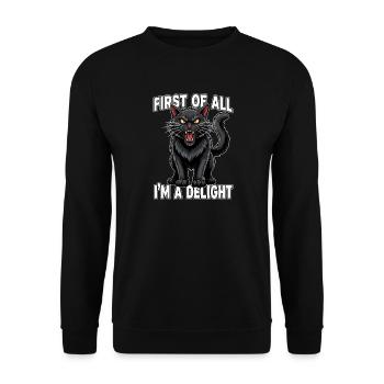 Zuerst Bin Ich Ein Genuss - Unisex Pullover - Schwarz - Vorne - Alina (178cm) & Michal (187cm)