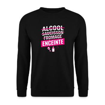 Humour Grossesse Fille Sans Alcool Fromage - Sweat-shirt Unisexe - noir - Devant - Alina (178cm) & Michal (187cm)