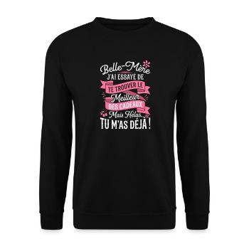 Belle-Mère Humour Le Meilleur Cadeau - Sweat-shirt Unisexe - noir - Devant - Alina (178cm) & Michal (187cm)