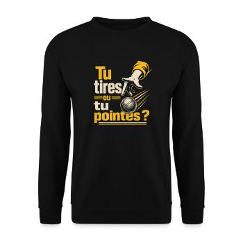 Lustiges Pétanque Boule Design - Unisex Pullover - Schwarz - Vorne - Alina (178cm) & Michal (187cm)
