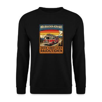 Wir Brauchen Kein Navi Unsere Kunden Geben Rauchze - Unisex Pullover - Schwarz - Vorne - Alina (178cm) & Michal (187cm)